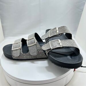 Madden Girl, Teddy, Rhinestone Slide Sandals, Adjustable, Women’s Size 9